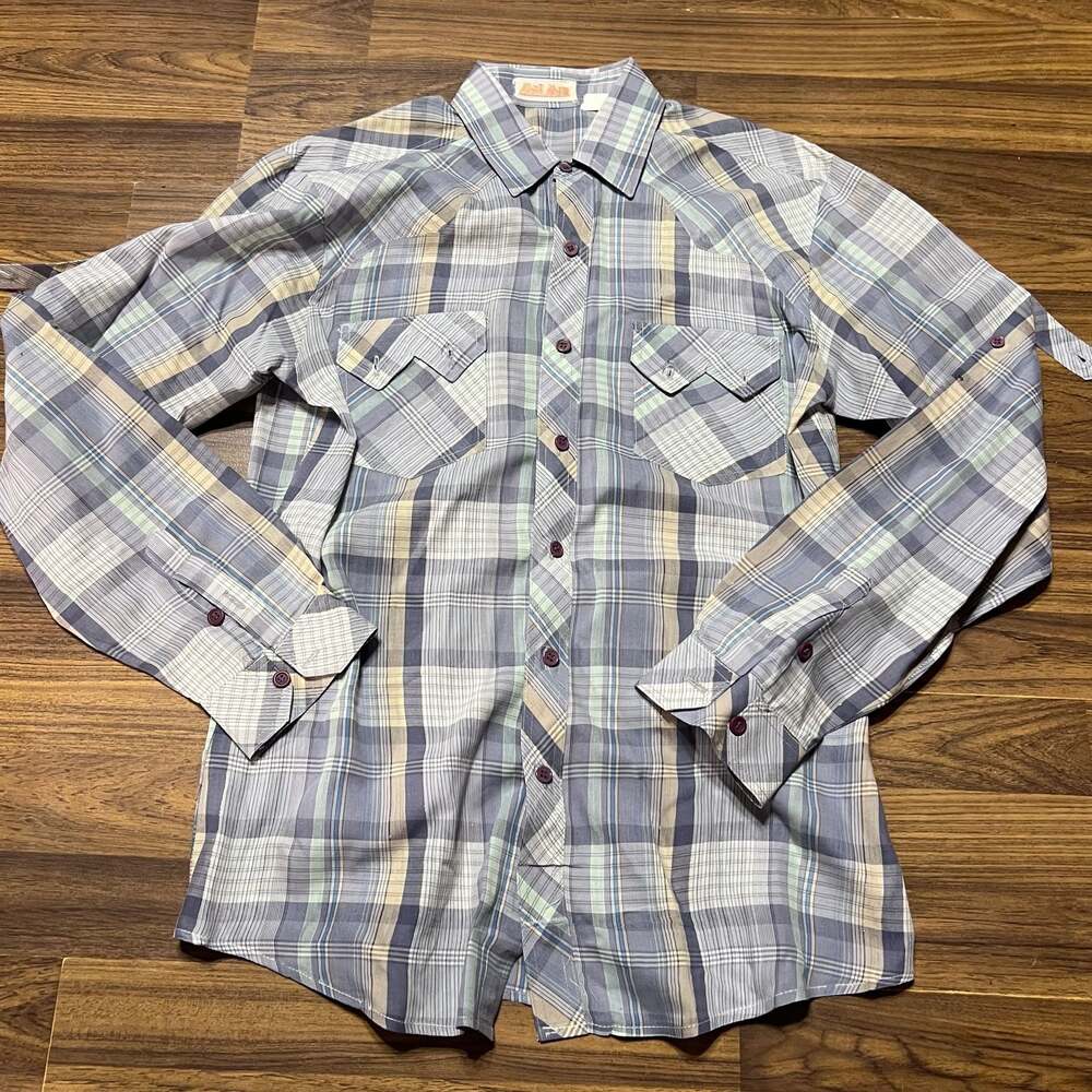 Mad Man Men's Plaid Long Sleeve Western Pearl Snap Shirt